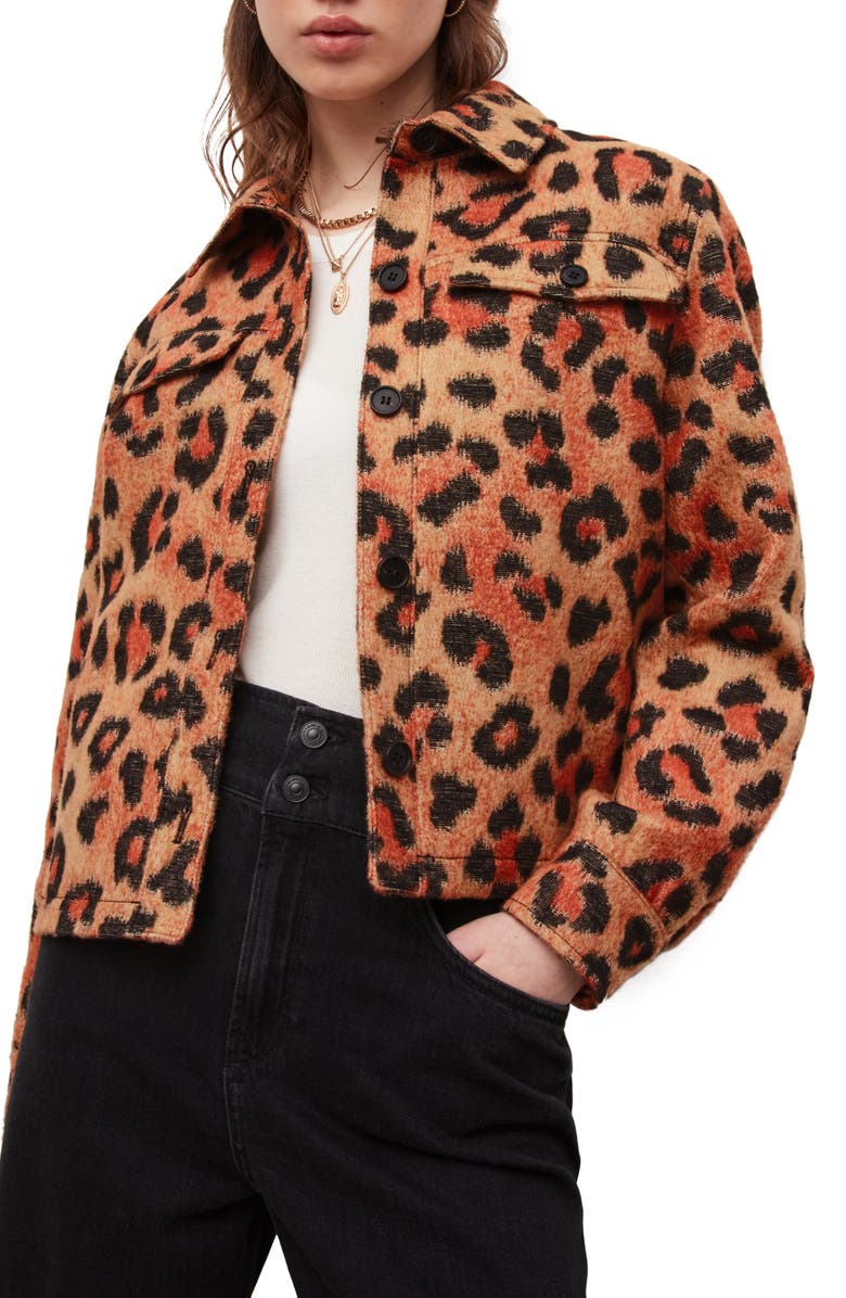 AllSaints Honor Leopard Print Jacket, Main, color,