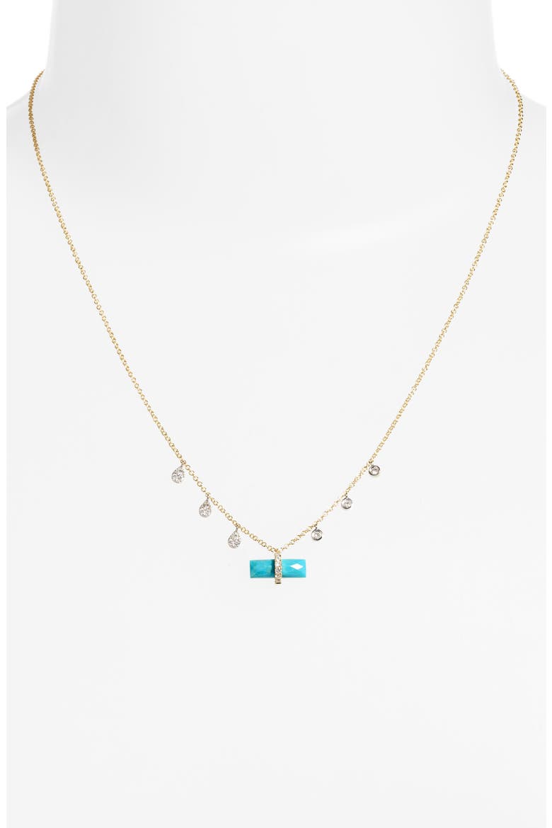 Turquoise Bar & Diamond Necklace, Alternate, color, YELLOW GOLD