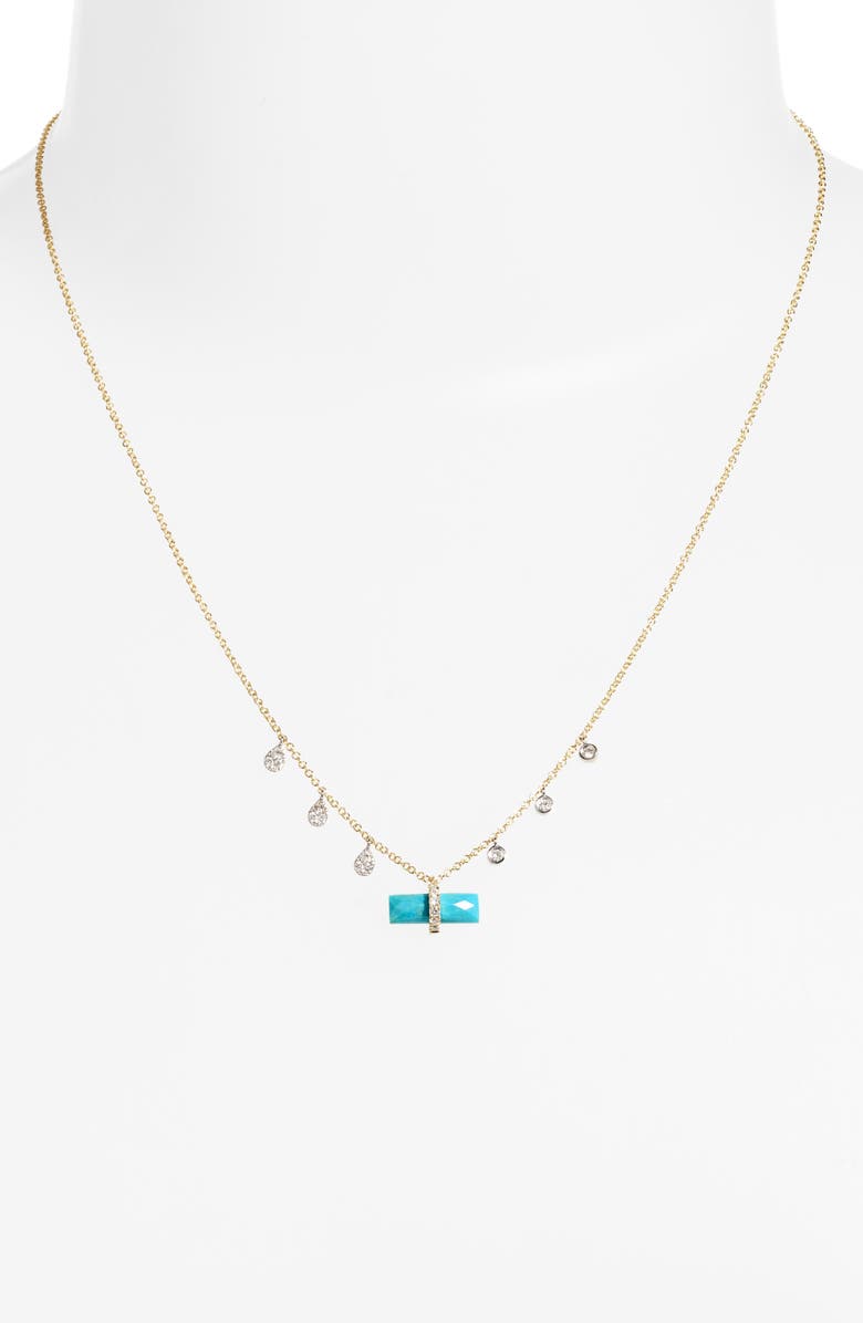 Meira T Turquoise Bar & Diamond Necklace, Alternate, color, Yellow Gold
