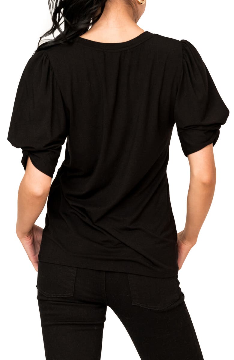 GIBSONLOOK Twist Sleeve V-Neck Top, Alternate, color, Black