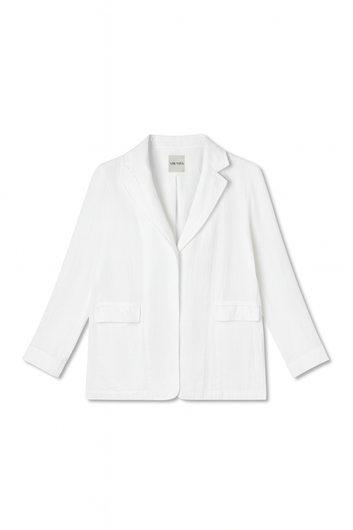 Vir Vita Margaret Linen Blazer In White