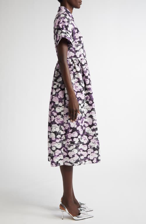 Shop Erdem Floral Matelassé Shirtdress In Havelock Blossom Lilac
