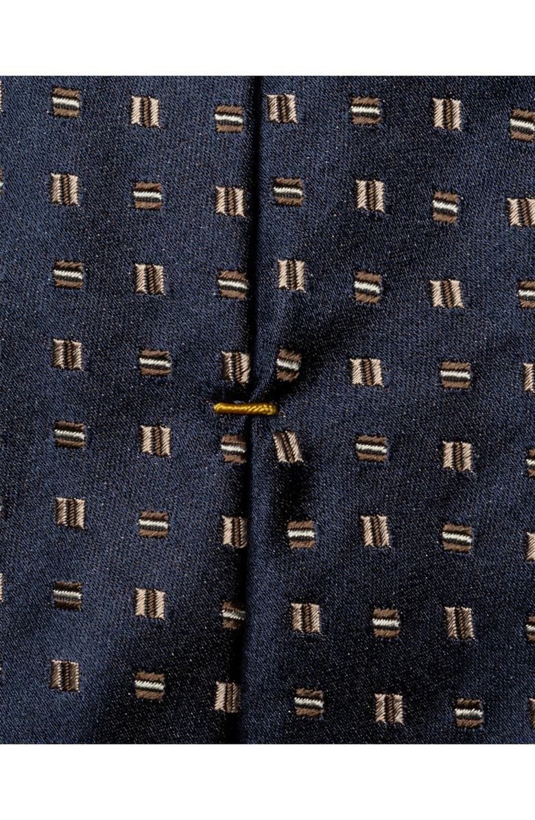 Eton Neat Geometric Pattern Silk Tie, Alternate, color, Navy