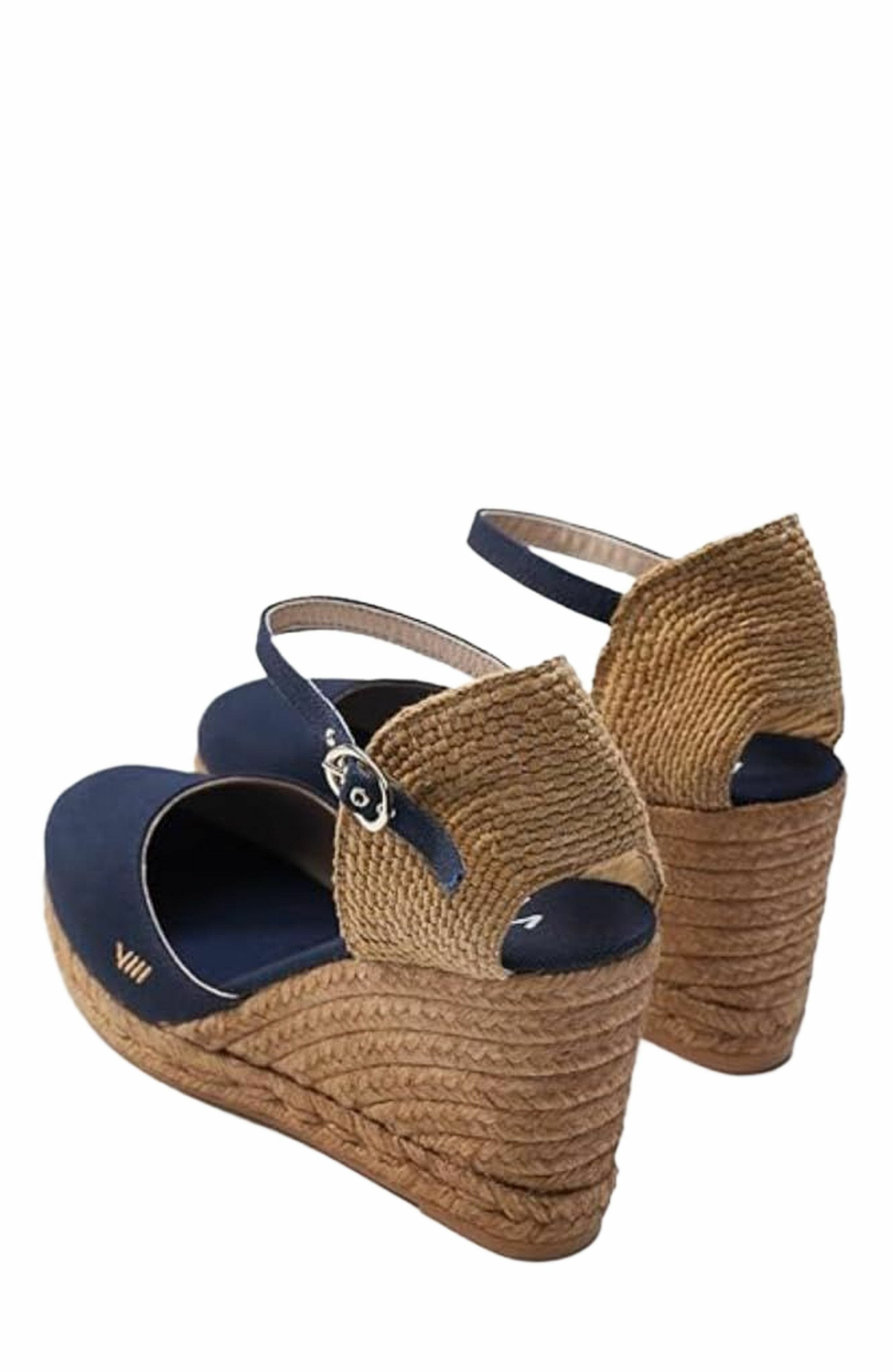 Satuna Canvas Espadrille Wedges, Alternate, color, Navy Blue