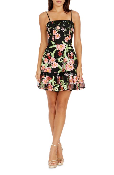 Lissa Floral Embroidery Cocktail Minidress