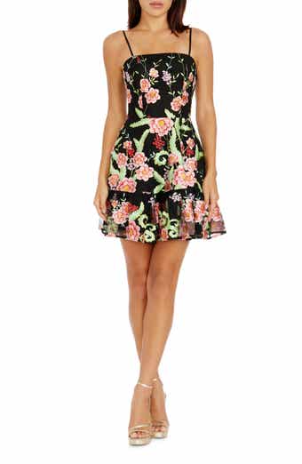 Lissa Floral Embroidery Cocktail Minidress