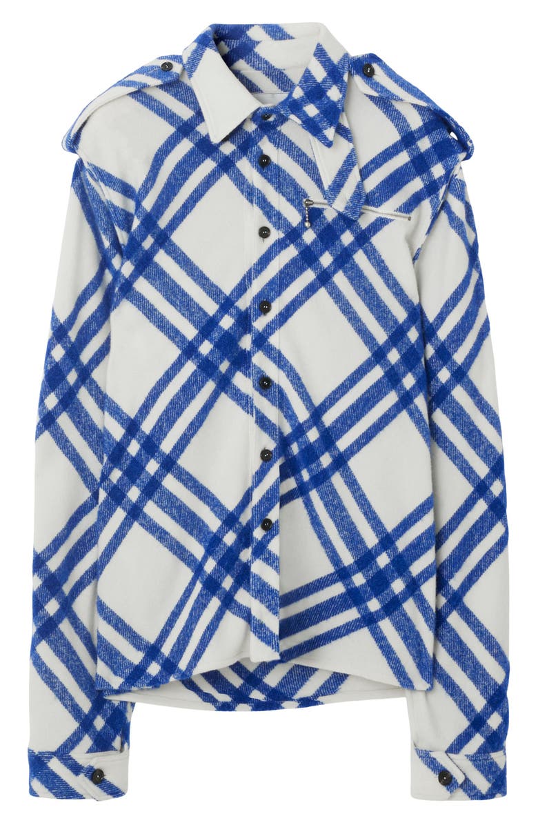 Burberry Check Wool & Alpaca Blend Overshirt, Alternate, color, 