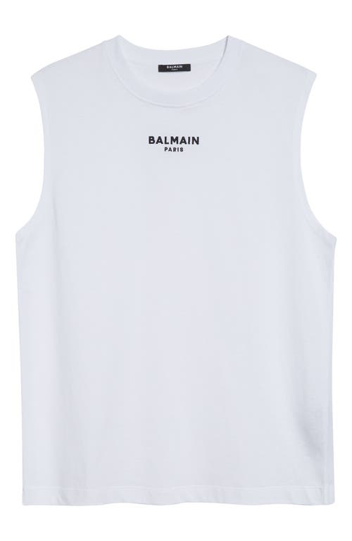 Balmain Embroidered Logo Tank In White