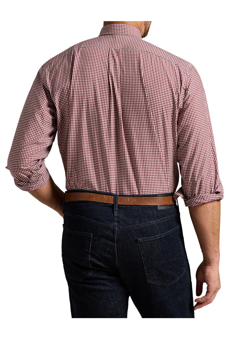 Big & Tall Gingham Stretch Poplin Sport Shirt, Alternate, color, CLASSIC WINE WHITE