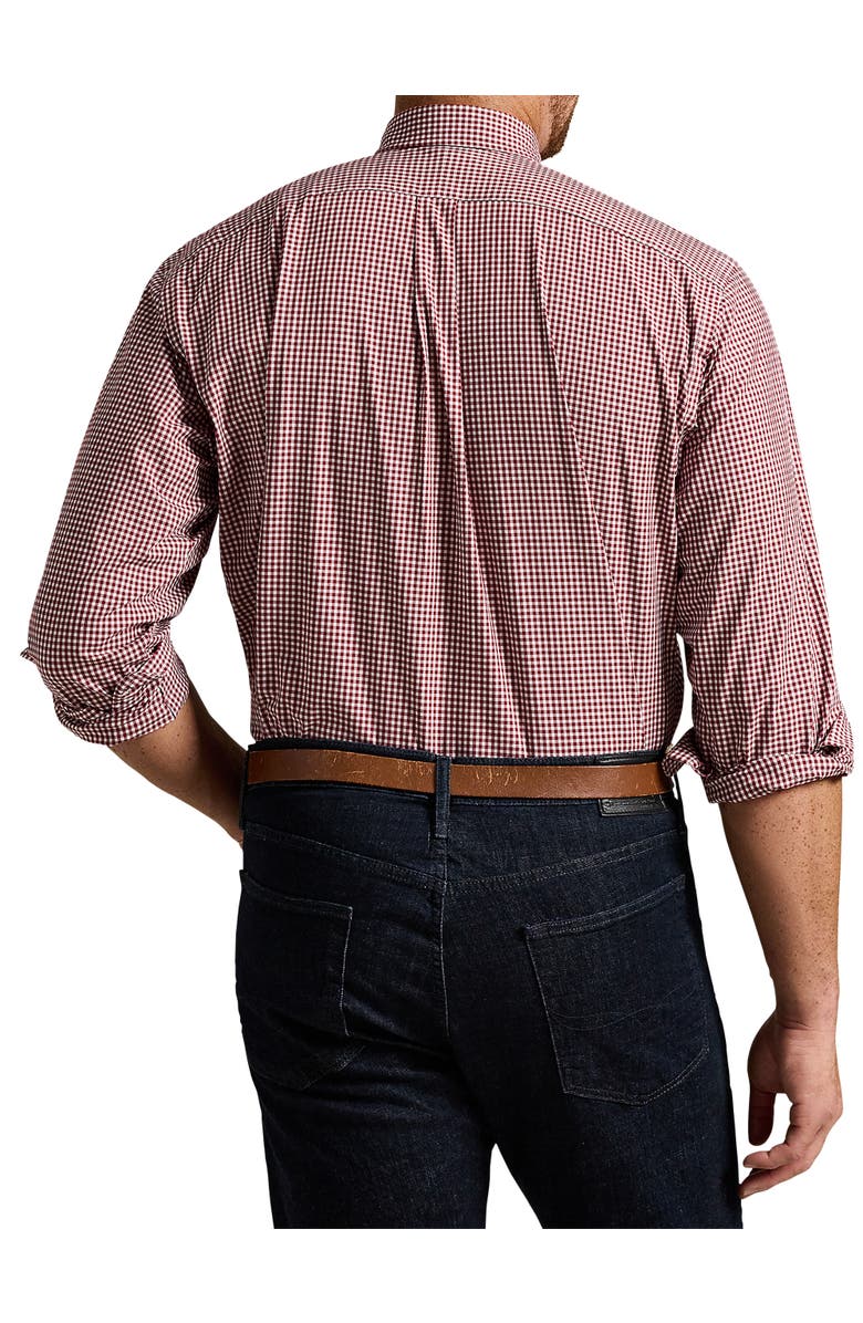 Polo Ralph Lauren Big & Tall Gingham Stretch Poplin Sport Shirt, Alternate, color, Classic Wine White