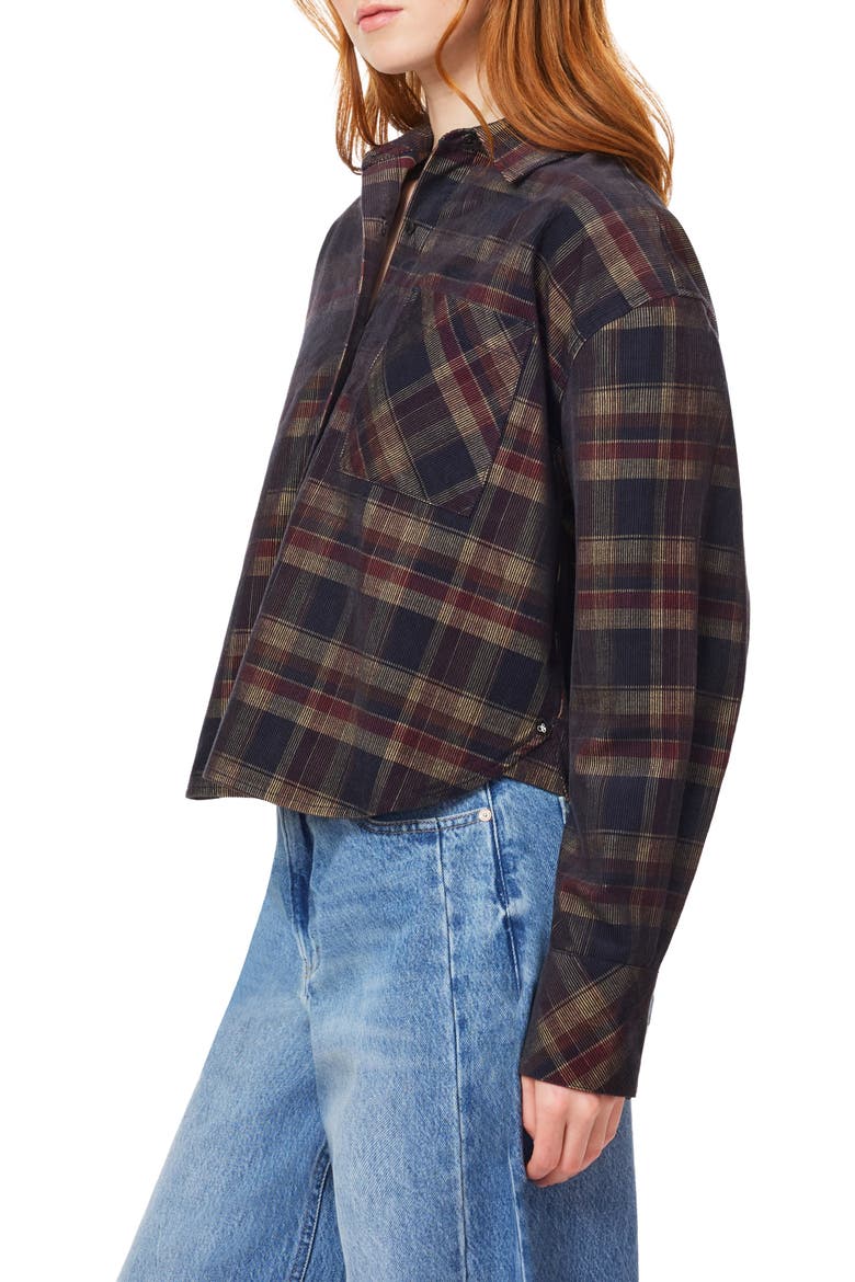 Plaid Cropped Cotton Shirt, Alternate, color, MULTI PLAID