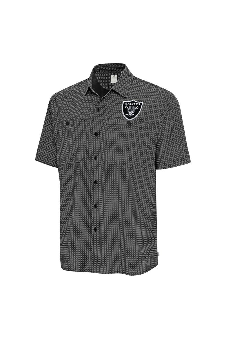Men's Antigua Black Las Vegas Raiders Mosaic Button-Up Shirt, Alternate, color, Black