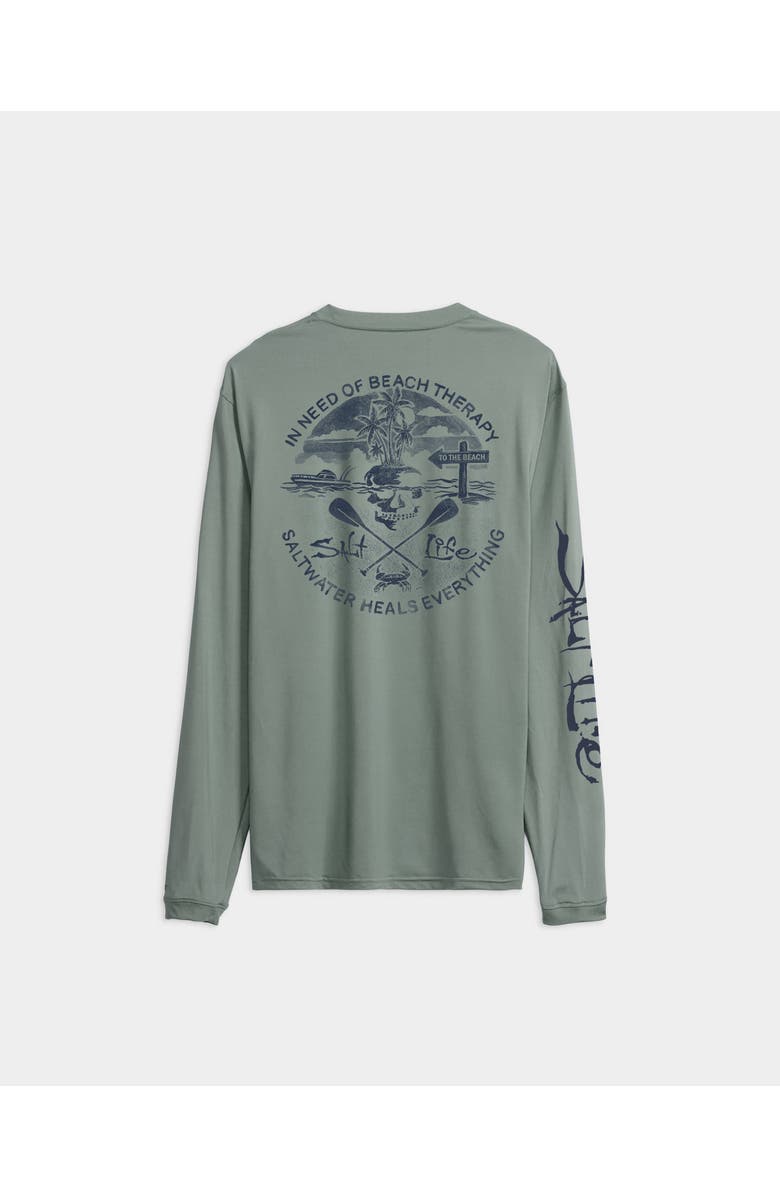 Salt Life Therapy Long Sleeve SLX Performance Tee, Alternate, color, Sagebrush Heather
