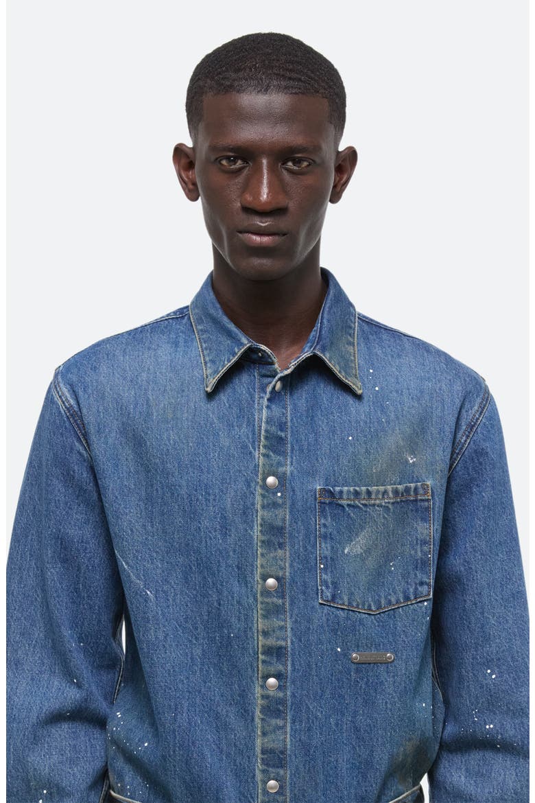 Painted Denim Shirt, Alternate, color, MID INDIGO PAINTER - 21W