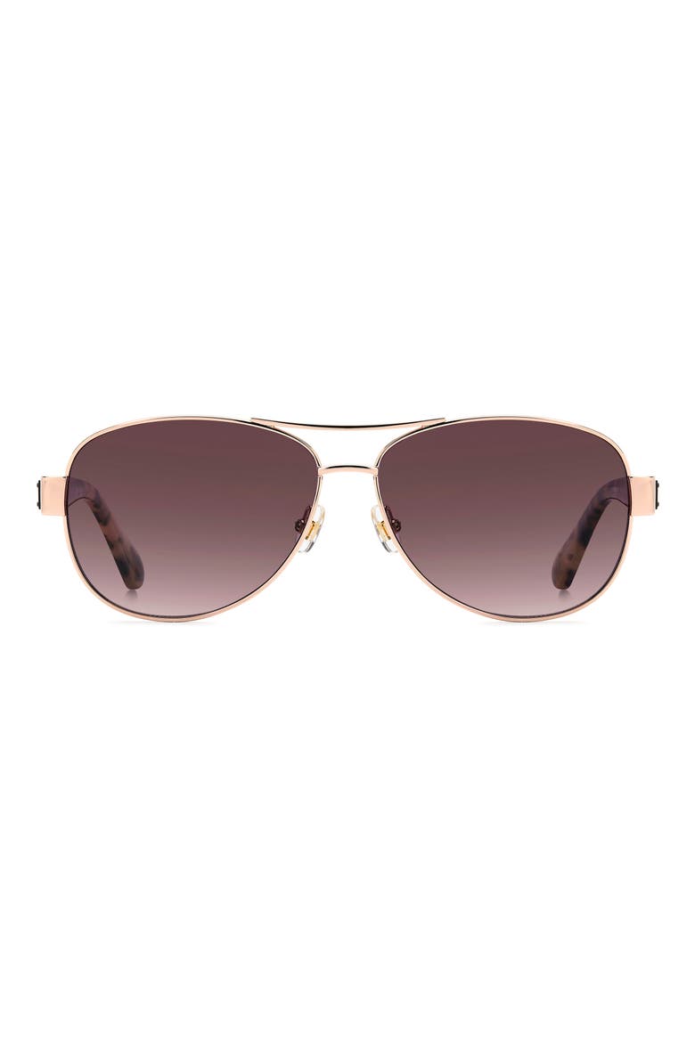 dalia 58mm polarized gradient pilot sunglasses, Main, color, DARK RED/ GOLD