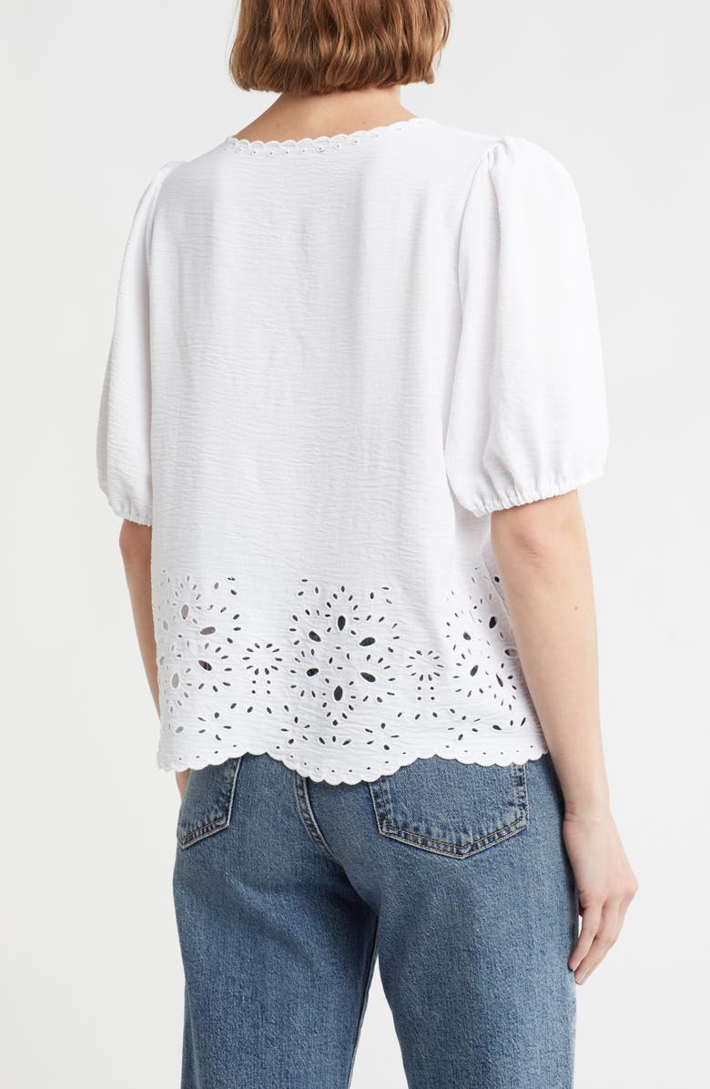 Adrianna Papell Eyelet Embroidered Shirt, Alternate, color, White