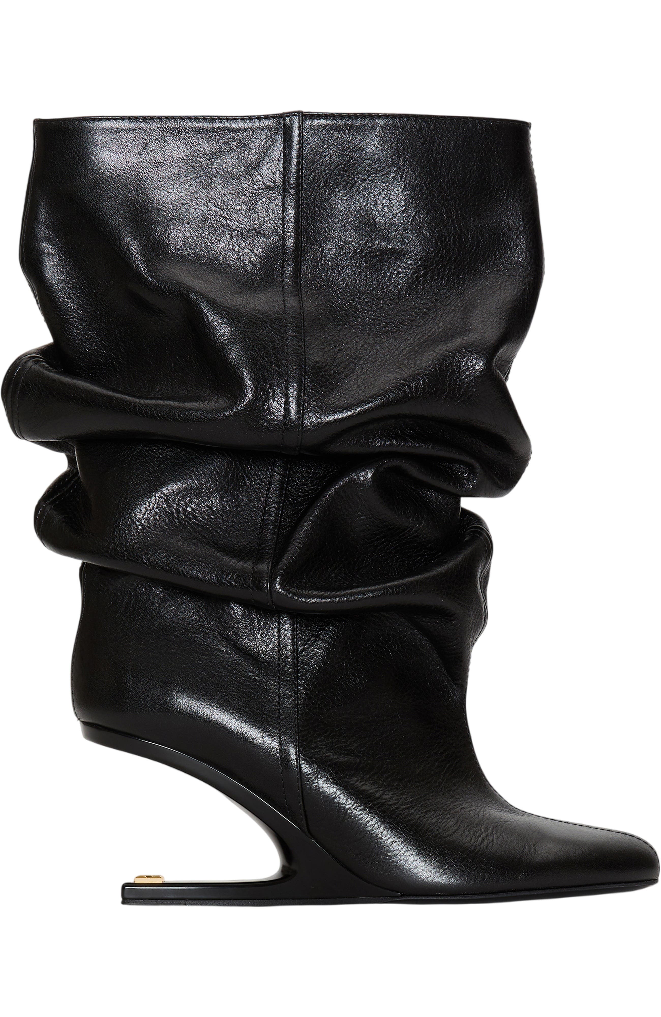 Balmain No Wedge textured leather ankle boots, Alternate, color, Black