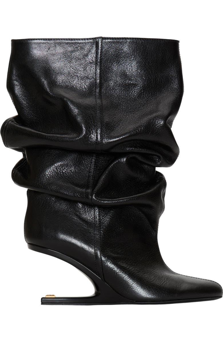 Balmain No Wedge textured leather ankle boots, Alternate, color, Black