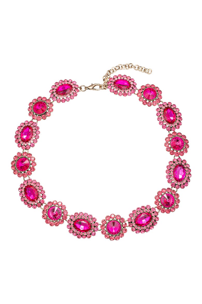 Raven Crystal Collar Necklace, Main, color, PINK