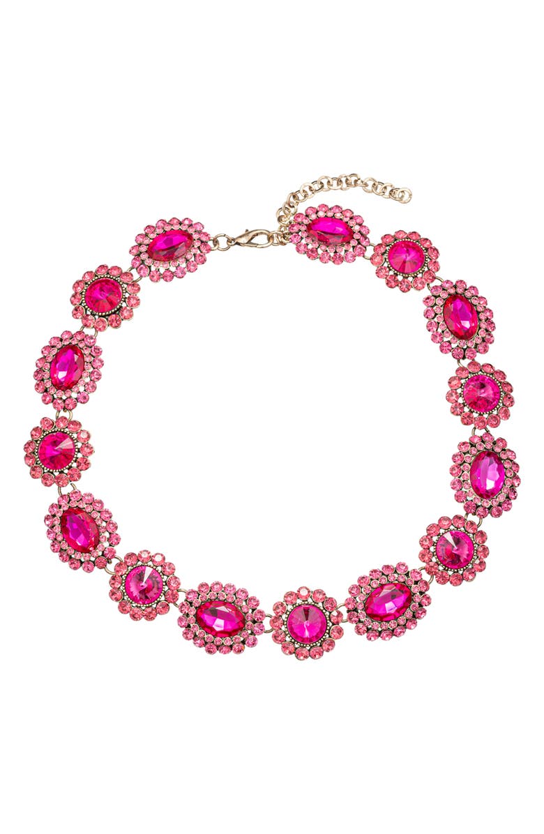 EYE CANDY LOS ANGELES Raven Crystal Collar Necklace, Main, color, Pink