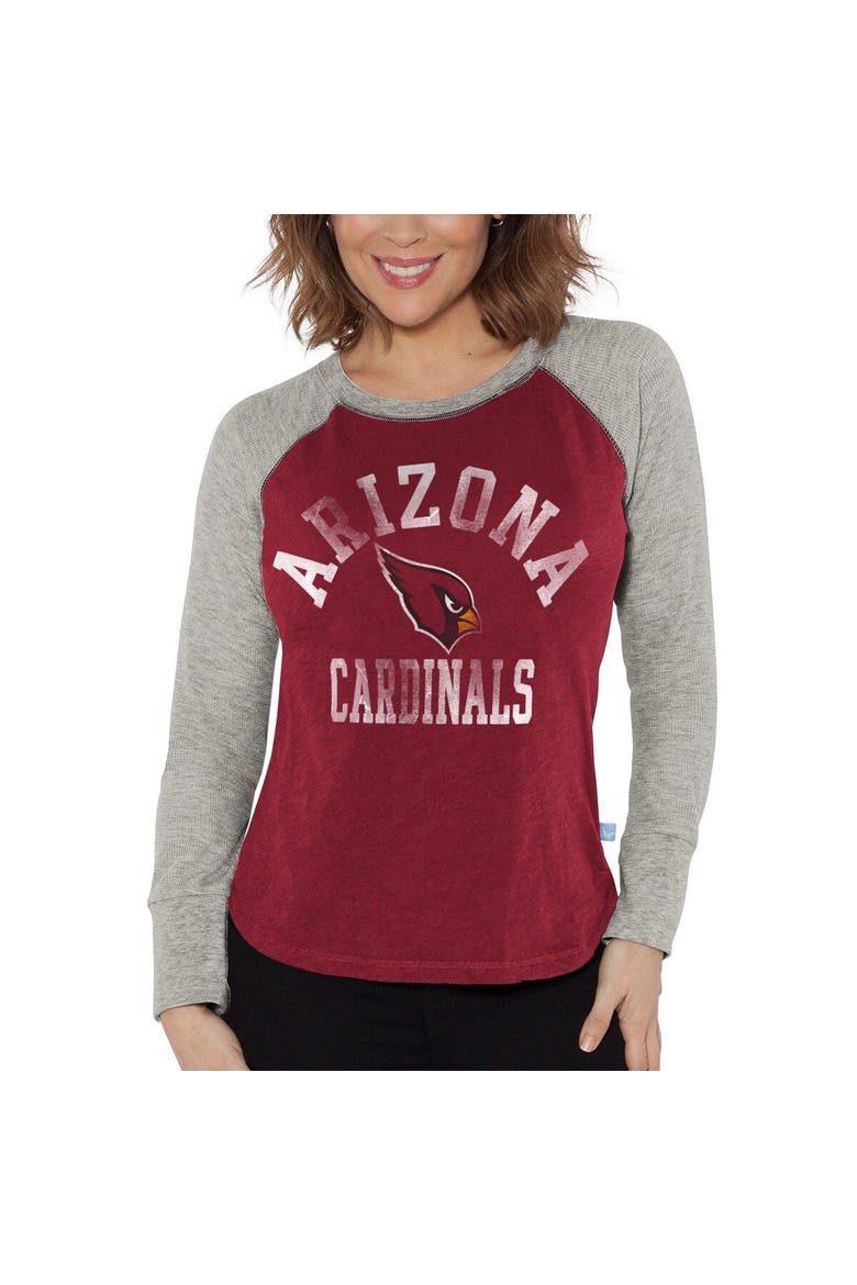 Women's G-III 4Her by Carl Banks Cardinal/Heather Gray Arizona Cardinals Waffle Knit Raglan Long Sleeve T-Shirt, Main, color, Cardinal
