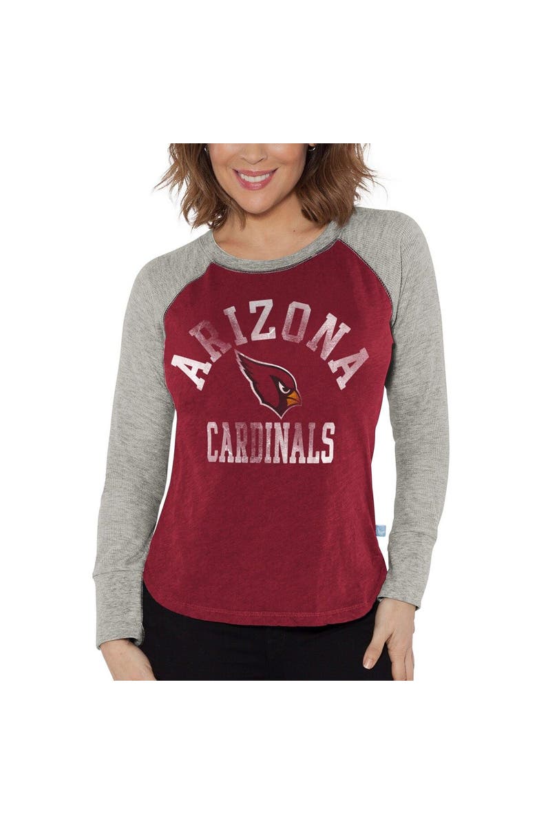 G-III 4HER BY CARL BANKS Women's G-III 4Her by Carl Banks Cardinal/Heather Gray Arizona Cardinals Waffle Knit Raglan Long Sleeve T-Shirt, Main, color, Cardinal