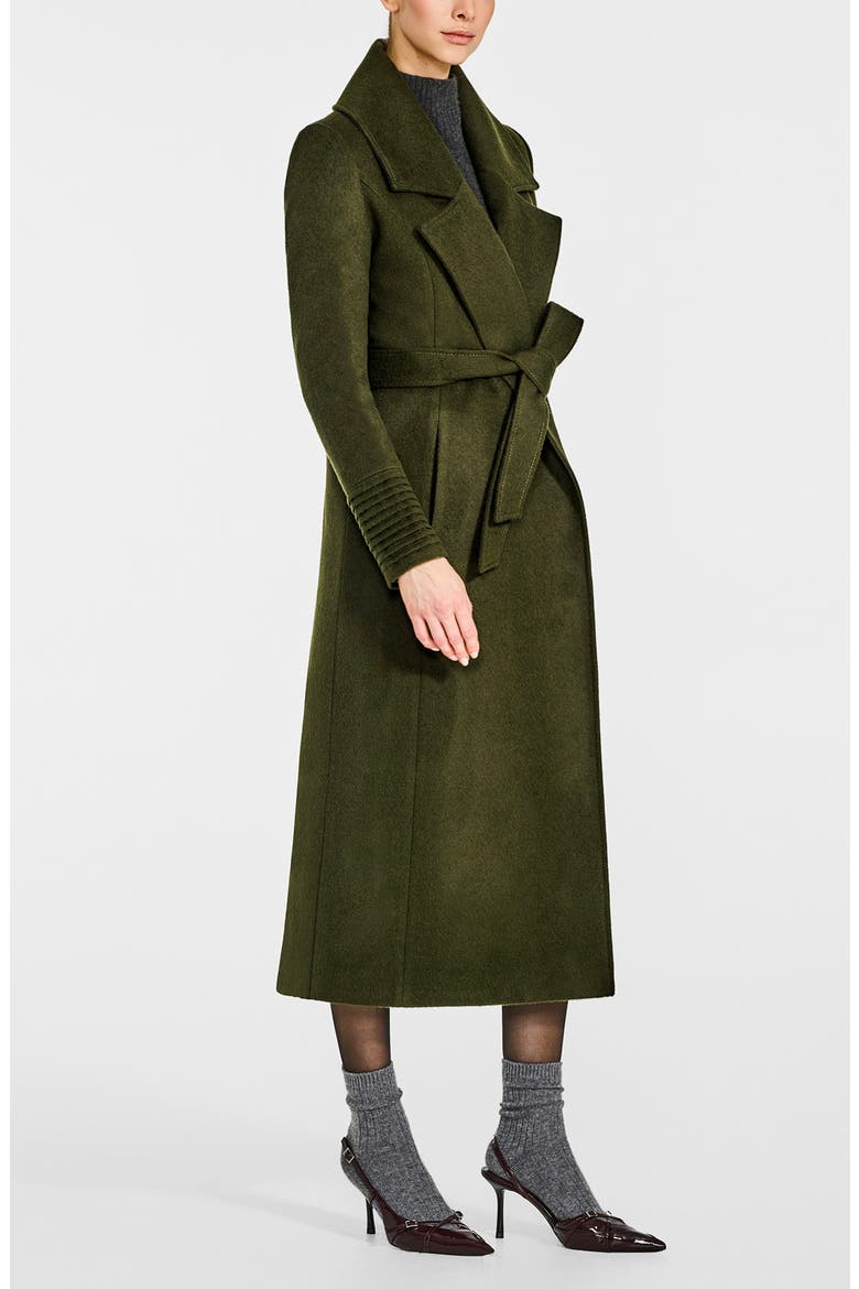 Belted Baby Alpaca & Wool Coat, Alternate, color, OLIVE