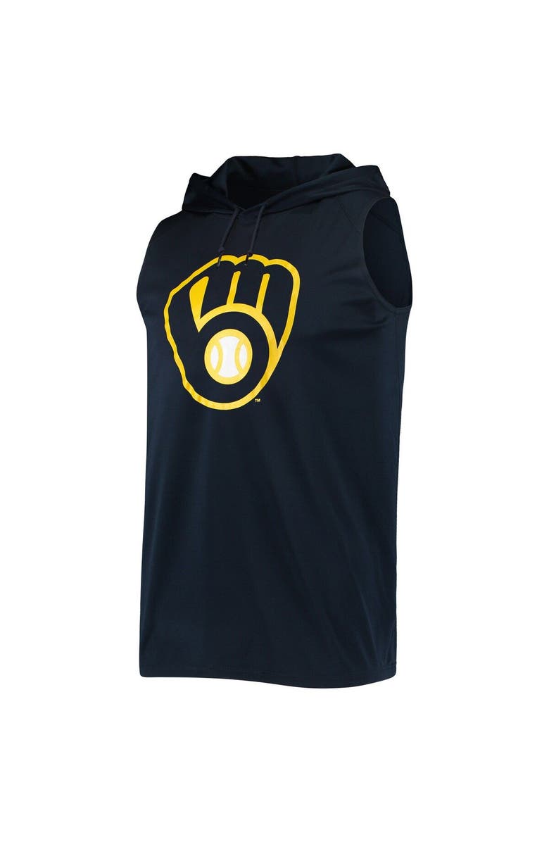 STITCHES Men's Stitches Navy Milwaukee Brewers Sleeveless Pullover Hoodie, Alternate, color, 