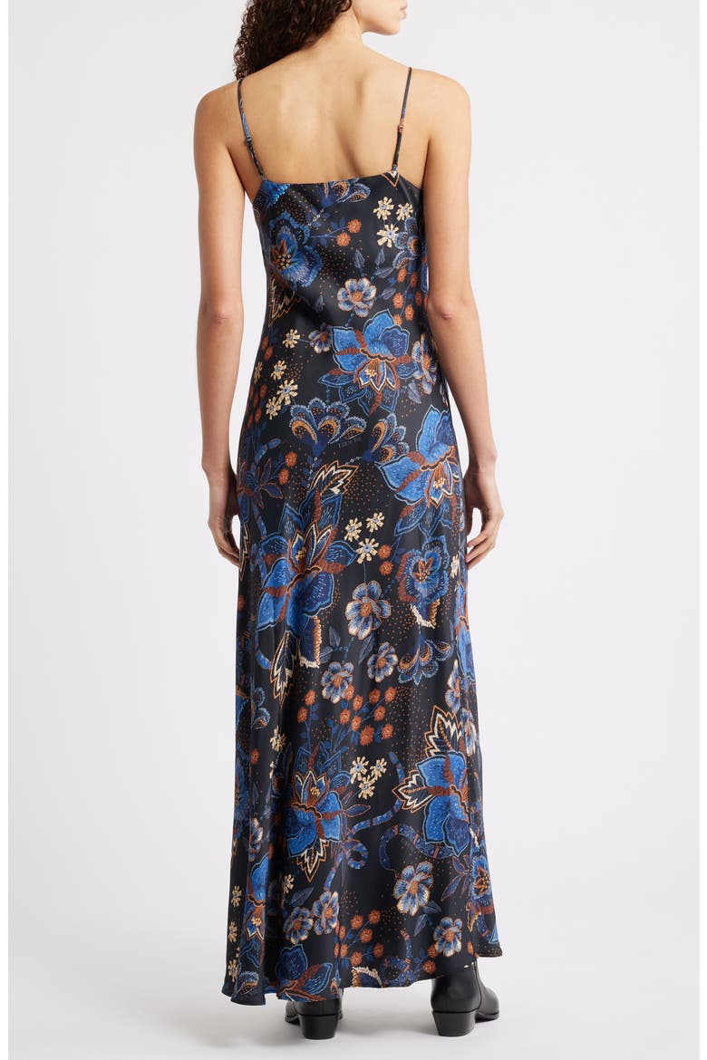 Snakes Bouquet Maxi Slip Dress, Alternate, color, BLACK