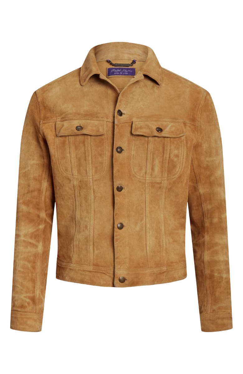 Ralph Lauren Purple Label Clifton Suede Trucker Jacket, Alternate, color, 