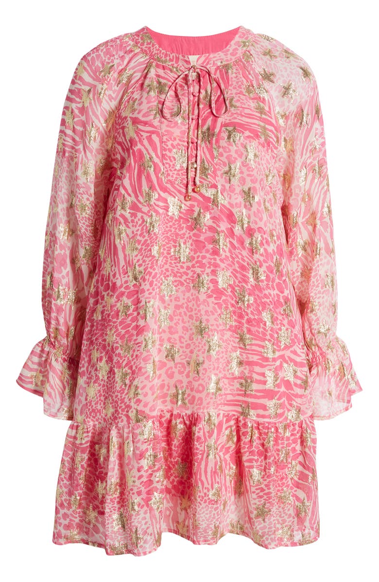 CIEBON Harriet Metallic Star Animal Print Dress, Alternate, color, Magenta