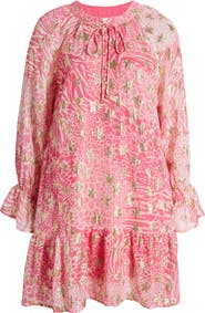 CIEBON Harriet Metallic Star Animal Print Dress