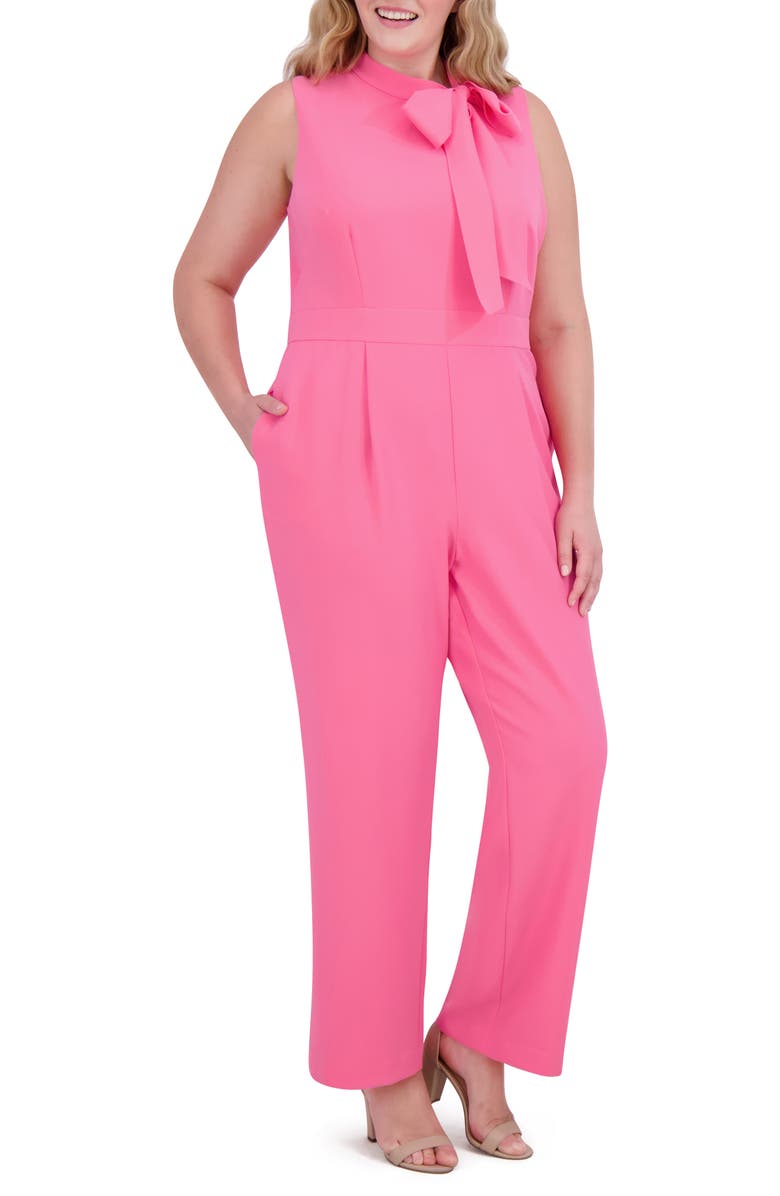 Vince Camuto Bow Neck Sleeveless Stretch Crepe Jumpsuit, Alternate, color,
