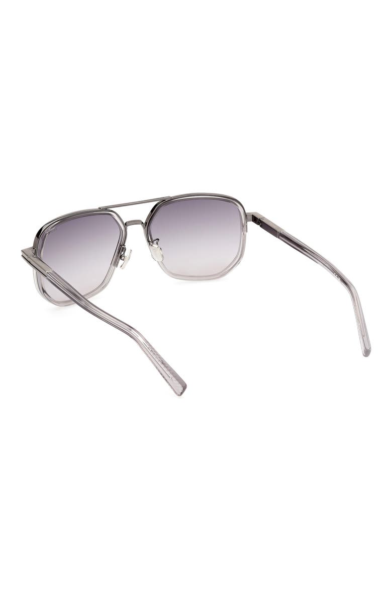 56mm Navigator Polarized Sunglasses, Alternate, color, SHINY TRANSPARENT GREY
