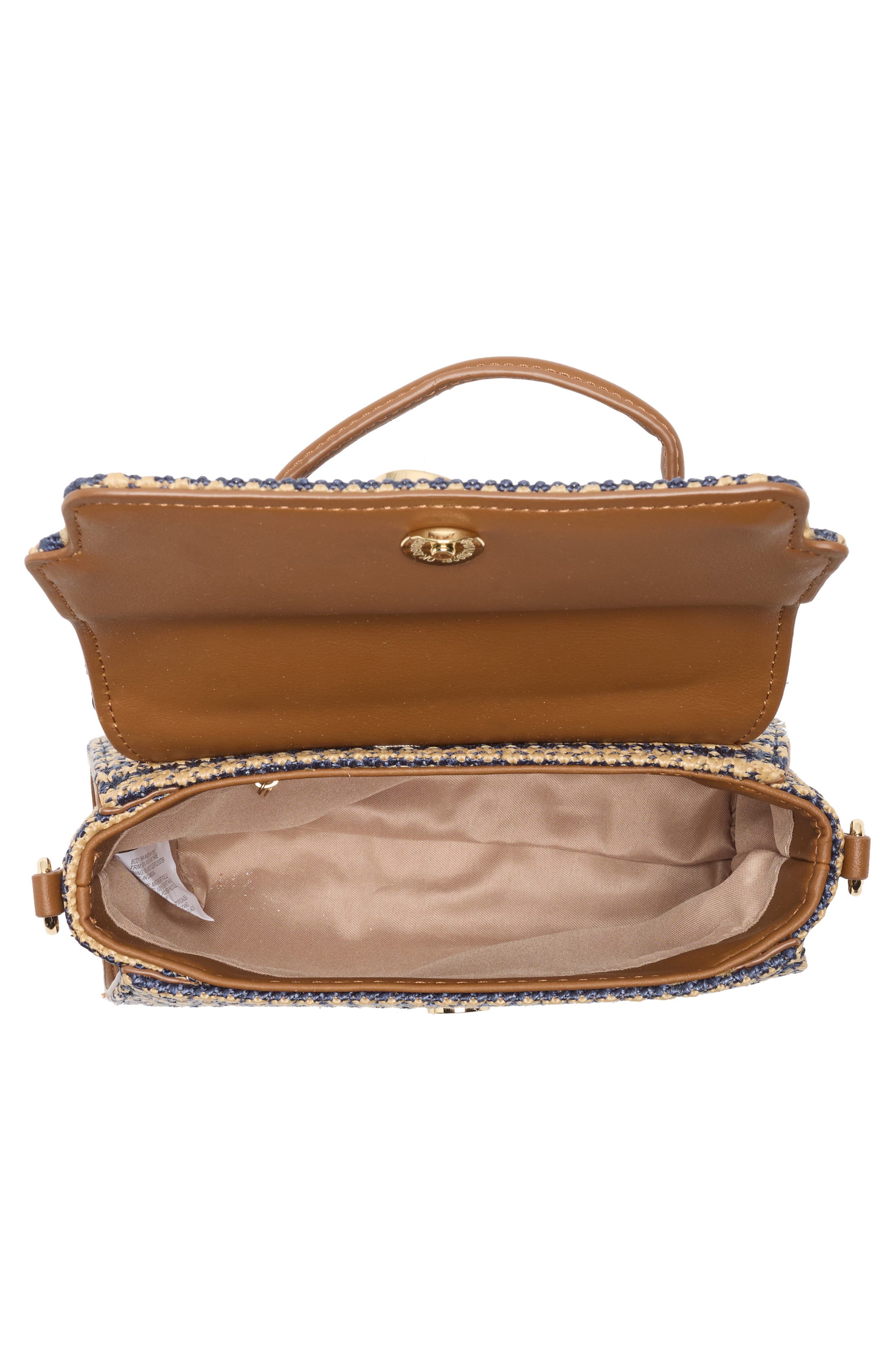 Madden Girl Straw Top Handle Bag, Alternate, color, Natural/ Navy Stripe