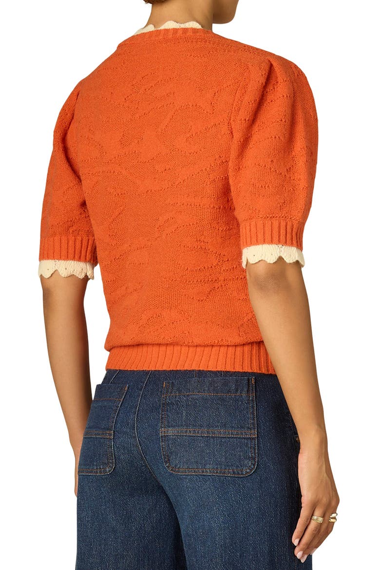 Puff Sleeve Sweater, Alternate, color, SUNRISE/ ECRU