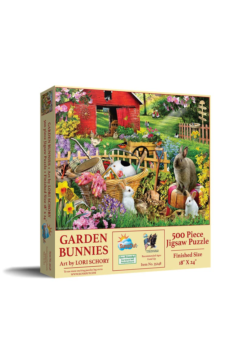 Garden Bunnies 500 piece Jigsaw Puzzle for Adults, Main, color, Multicolor