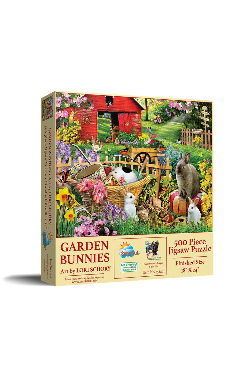 Sunsout Garden Bunnies 500 piece Jigsaw Puzzle for Adults, Main, color, Multicolor