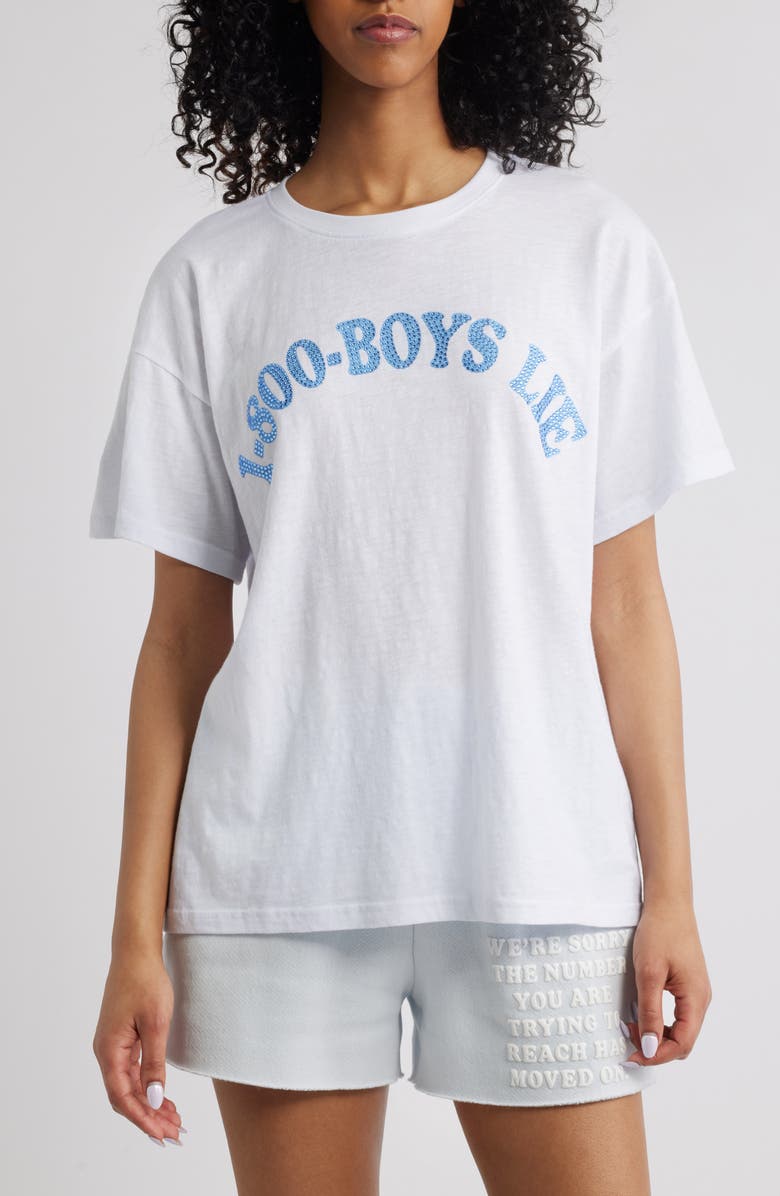 BOYS LIE Embellished 1-800 Oversize Cotton Graphic T-Shirt, Main, color,