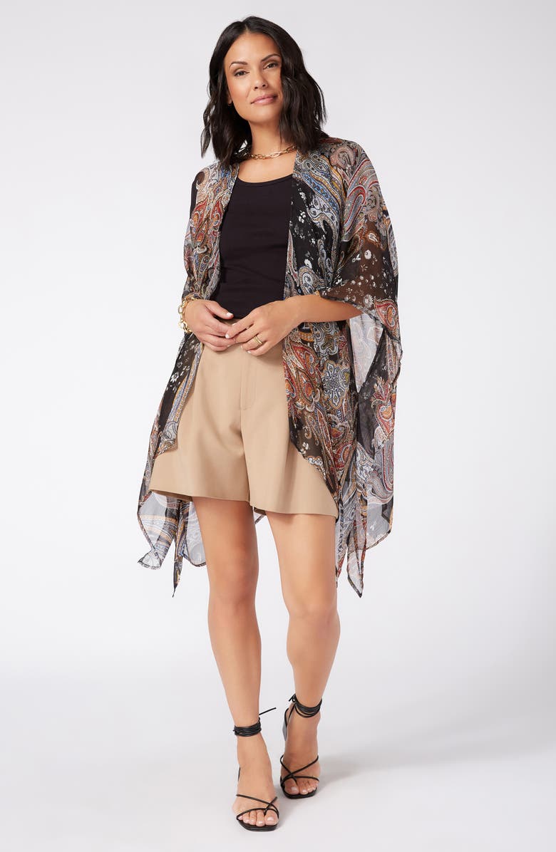 Karen Kane Paisley Drape Front Chiffon Wrap, Alternate, color, 