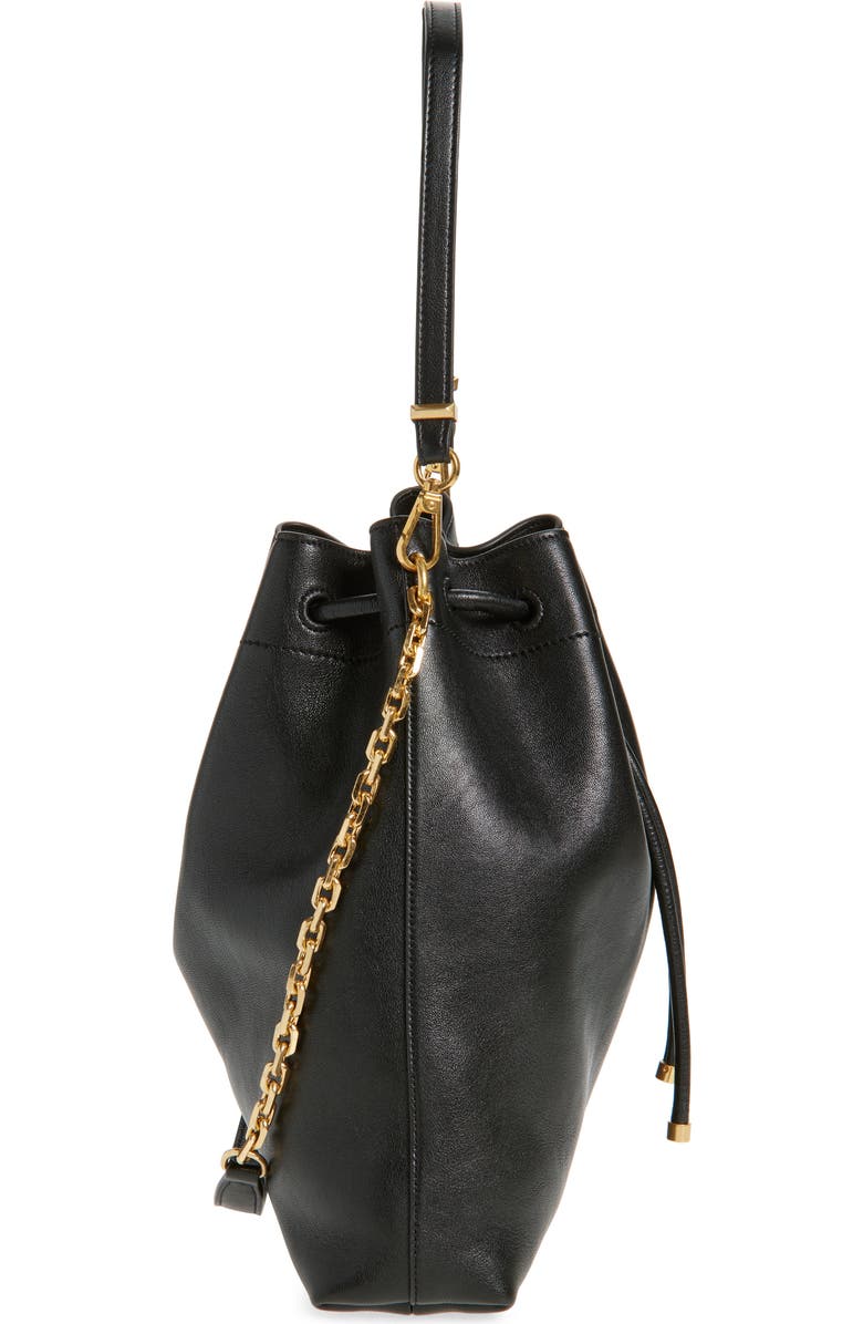 Jimmy Choo Cinch Leather Bucket Bag, Alternate, color, Black/ Gold