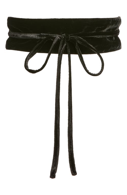 Eileen Fisher Obi Bow Velvet Belt In Black