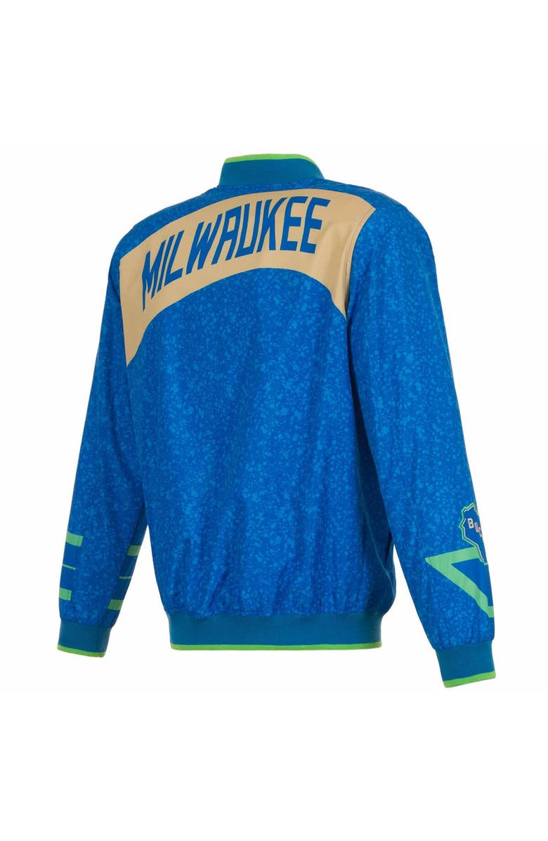 JH DESIGN Men's JH Design Blue Milwaukee Bucks 2023/24 City Edition Full-Zip Bomber Jacket, Alternate, color, 