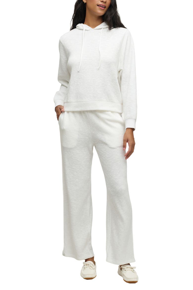 Seamed Slub Cotton Blend Double Knit Hoodie, Alternate, color, PEARL