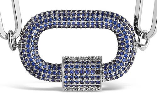 Sterling Forever Pavé Cz Carabiner Lock Pendant Necklace In Metallic