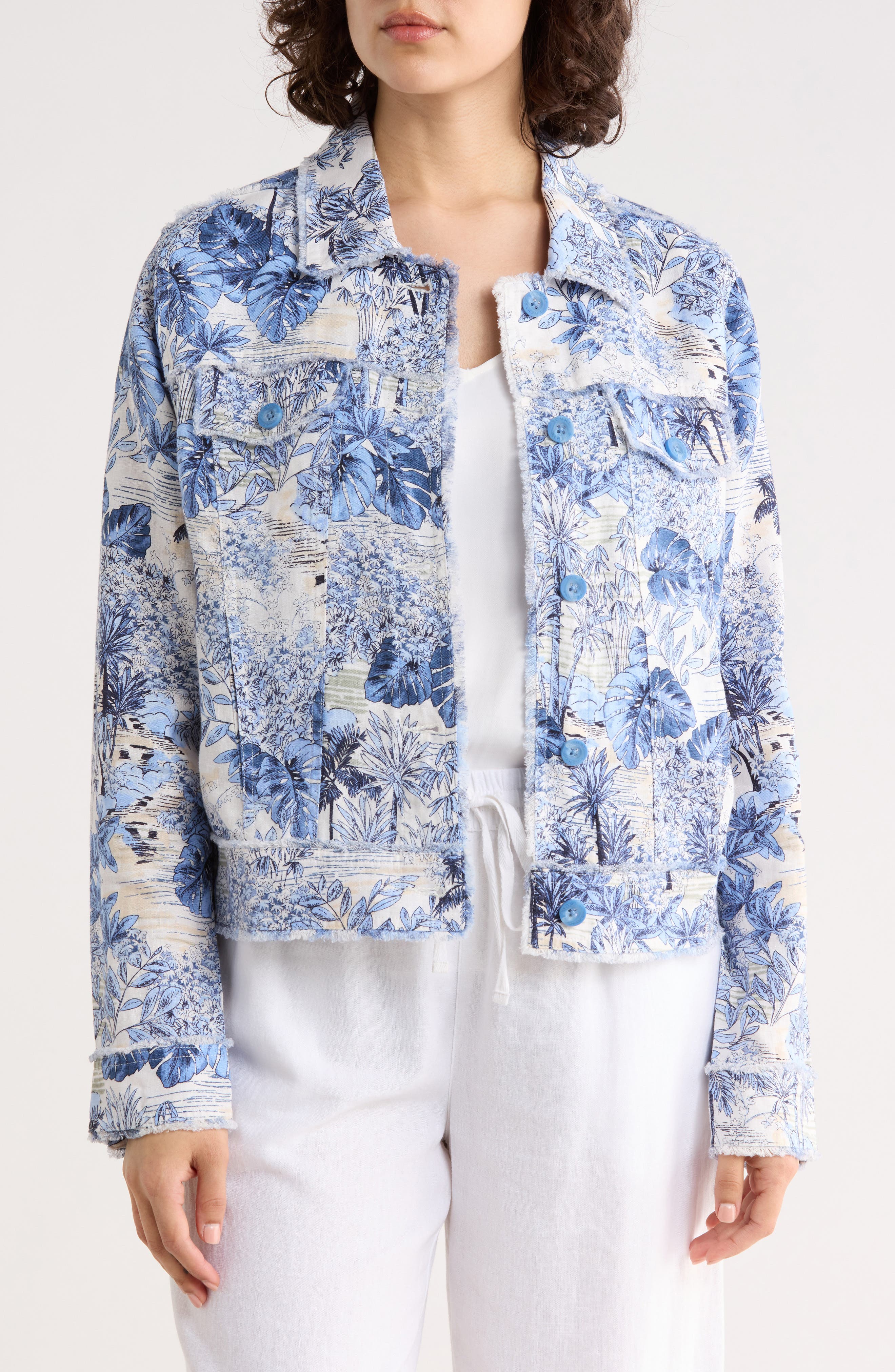 Tommy Bahama Botanical Breeze Linen Crop Shirt Jacket