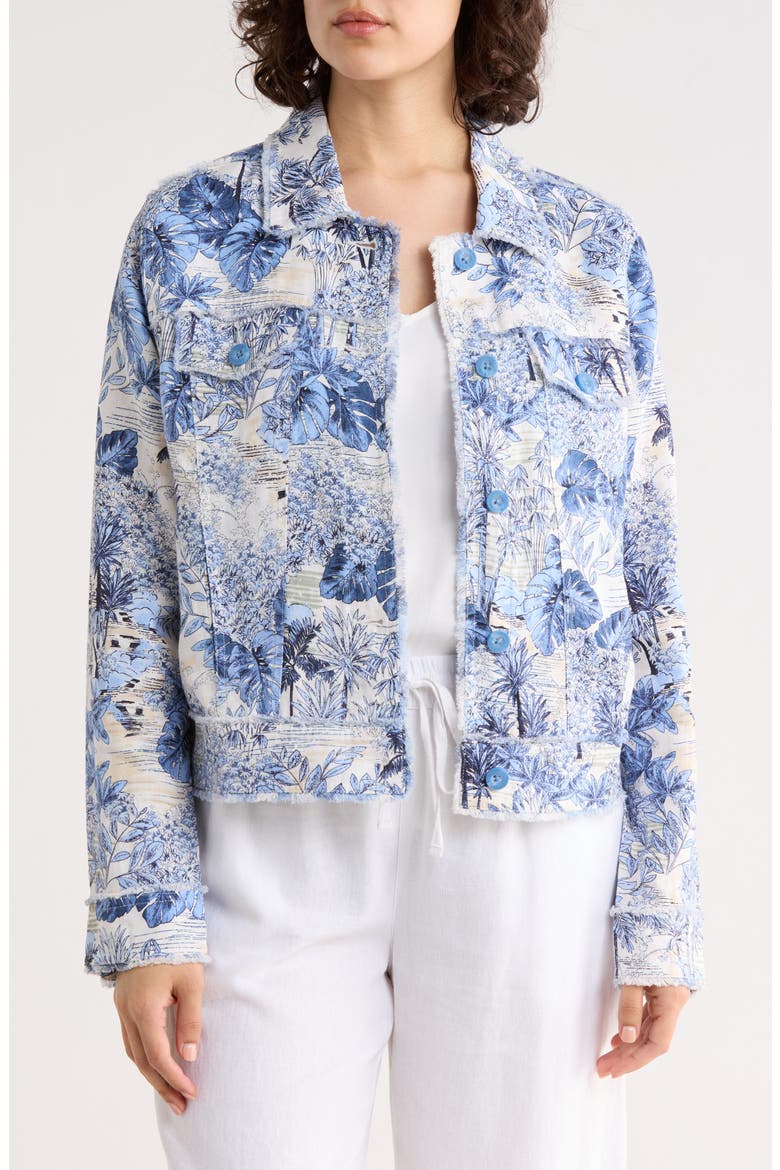 Botanical Breeze Linen Crop Shirt Jacket, Main, color, COCONUT