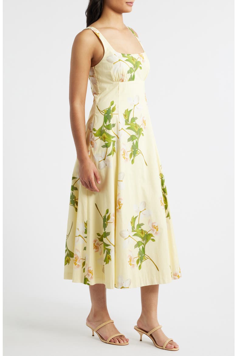 Floral Square Neck Cotton Dress, Alternate, color, YELLOW MULTI