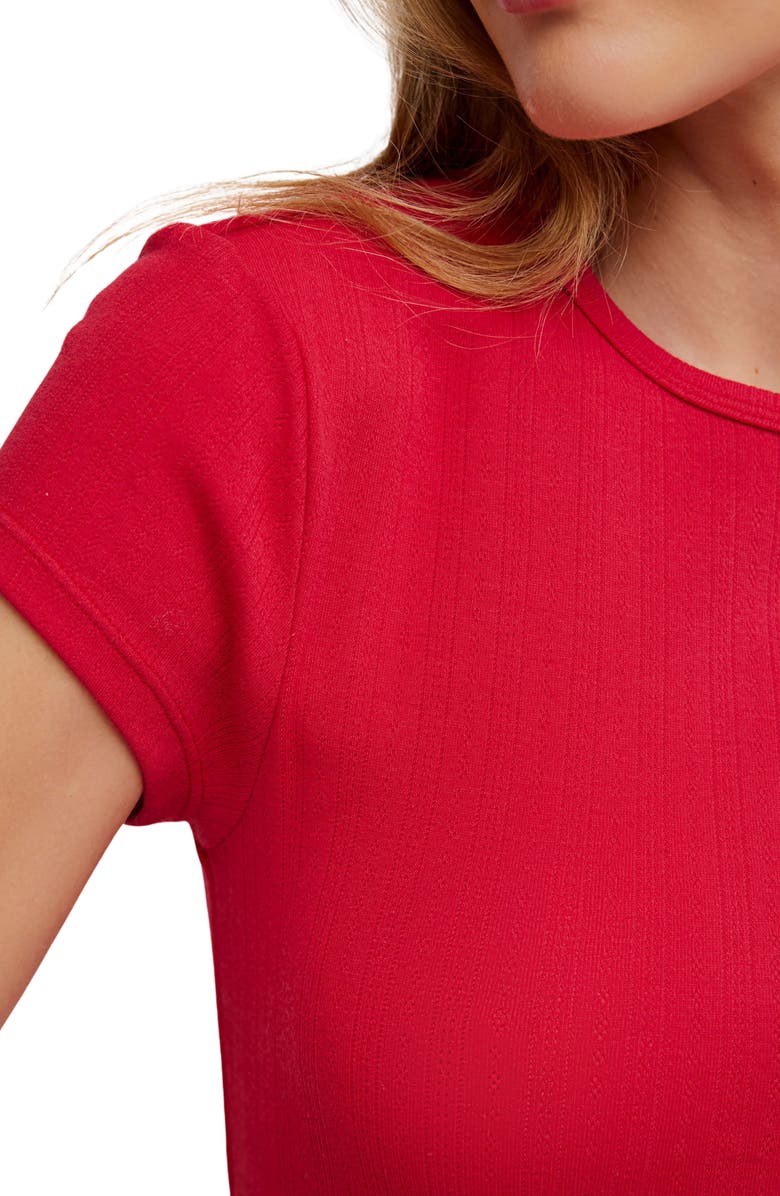 Free People Wait a Minute Rib Baby T-Shirt, Alternate, color, Lipstick Red