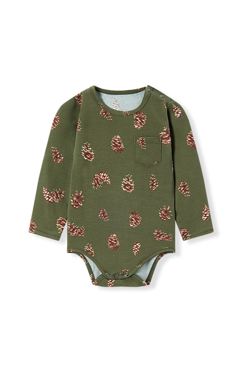 Milkbarn Cotton Stretch Removable Collar Long Sleeve One Piece, Alternate, color, Pinecone